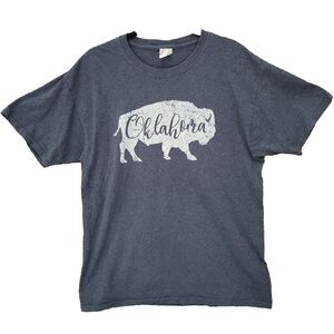 Oklahoma Buffalo Gray T-Shirt Unisex L Cotton Crew Neck Short Sleeve Graphic Tee